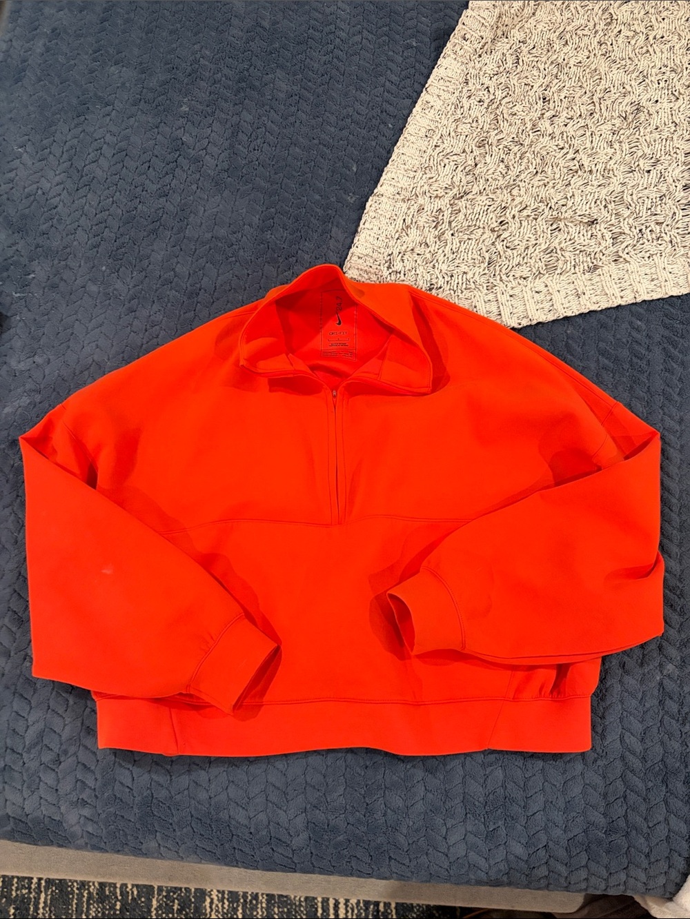 Nike Bright Orange Quarter-Zip Hoodie Sweatshirt